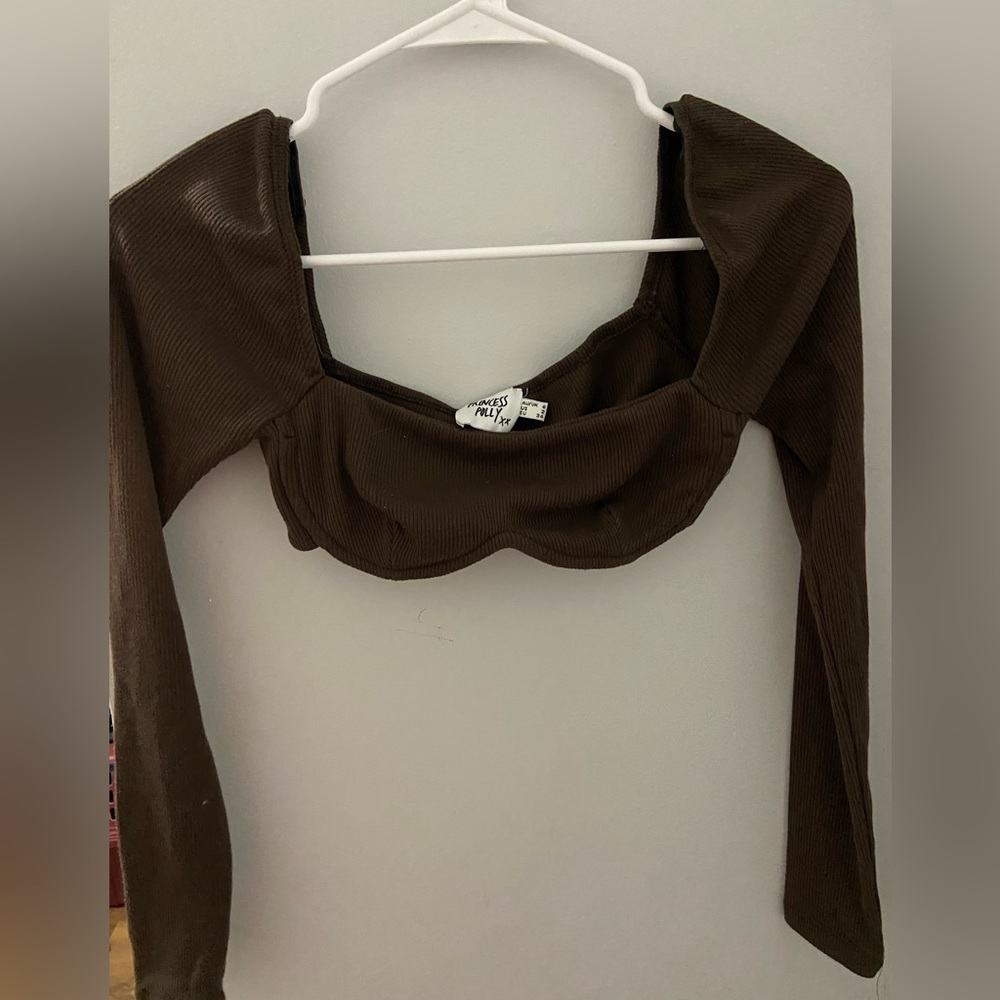 Brown Princess Polly Becca Long Sleeve Crop Top